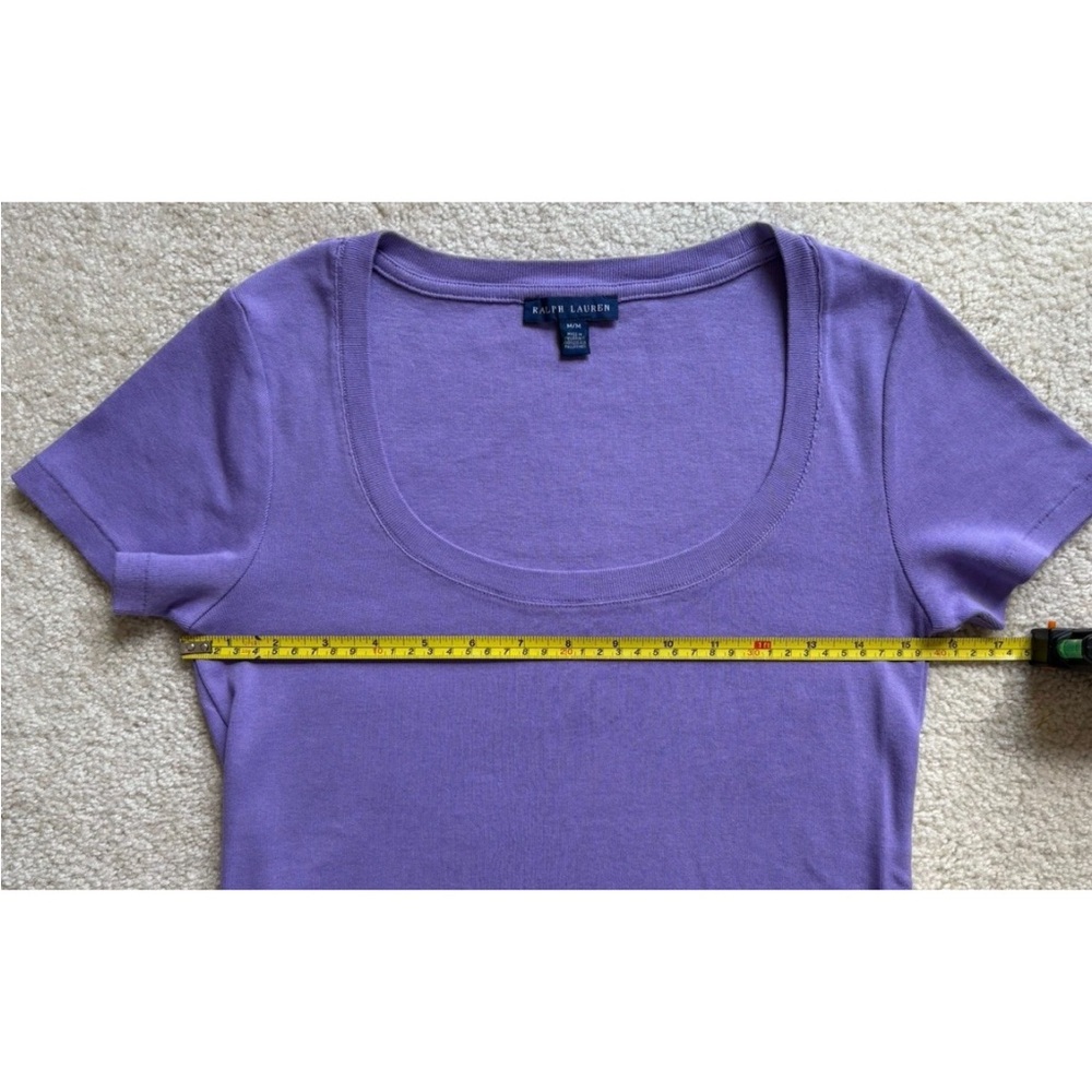 Polo Ralph Lauren Scoop Neck T Shirt Top Womens M Purple Pony Short Slv Spring - Picture 5 of 8